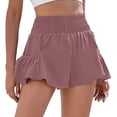 thumbnail image 2 of Running Shorts for Women Elastic Waist Wide Leg Pockets Breathable Yoga Gym Active Sports Workout Athletic Shorts, 2 of 6
