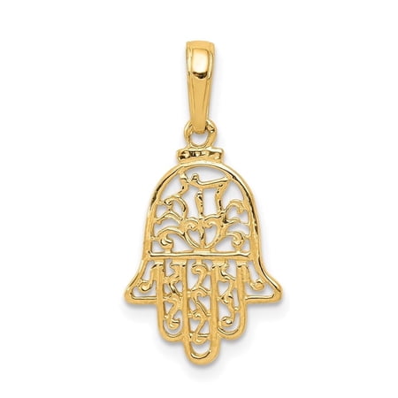 Diamond2Deal Mother's Day Gift 10k Yellow Gold Chamseh Pendant for Women (L- 0.91 inch, W-0.48 inch)