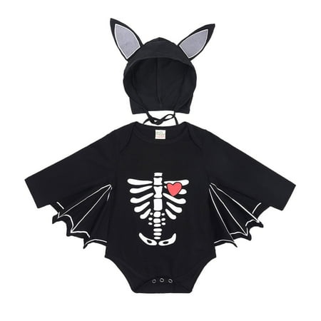 

Toddler Baby Boy Girl Halloween Clothes Bat Cosplay Infant Baby Romper Long Sleeve Jumpsuit Bodysuit