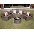 thumbnail image 4 of Outdoor Patio Furniture Set, Outdoor Sectional Half-Moon Curved Sofa, Round Coffee Table, 4 Pillows & Waterproof Cover, Taupe Cushion, 7-Piece, 4 of 6