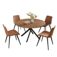 thumbnail image 2 of 45.3" Round Dining Table Set, Mid Century Modern Round Dining Table for 4 Person, with Steel Legs, Coffee Table for Kitchen Dining Room, Office, Save Space, 2 of 5