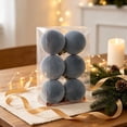 thumbnail image 5 of Rysoverian 6 Pack Flocked Christmas Ball Ornaments, Gray-Blue Velvet Foam Baubles for Tree Wreath Holiday Decoration, 5 of 7