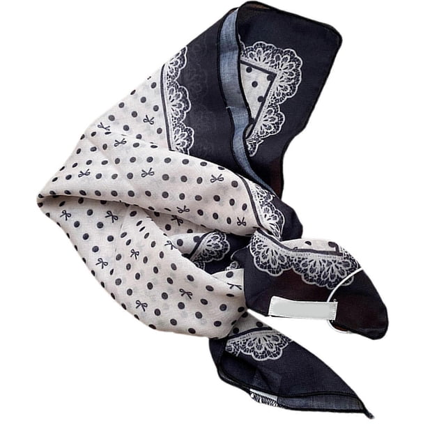 French Dot Headscarf Women's Cotton Linen Blend Shawl Balletcore Travel Fashion Scarf Multicolor