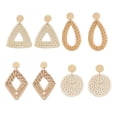 thumbnail image 1 of KAKOWELY 4 Pairs Rattan Geometric Earring Delicate Rattan Earring Elegant Rattan Earring,2.17"X1.57"X0.12", 1 of 5