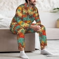 thumbnail image 7 of Honeii Colorful Hawaii Palms Pattern Mens Pajamas Set,2pcs Men's Lounge Long Sleeve Sleep Shirt and Pajama Bottoms Sleepwear Set,Mens Pjs Sets-Small, 7 of 7