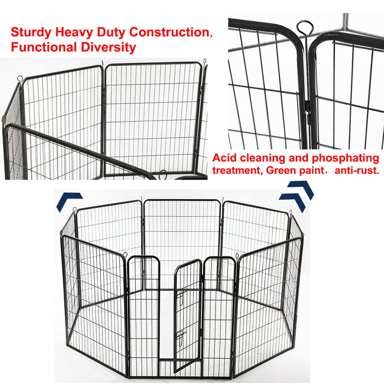 Heavy Duty 8 Panel Folding Metal Pet Playpen Dog Exercise Fence, 24 x 32  