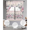 thumbnail image 2 of Pink Roses Floral Swag Curtains for Living Room/Bedroom Windows, Vintage Romance Botanical Flowers Kitchen Curtains and Valances Set 36 Inch Length, Light Filtering Swags Valance Curtain Panels, 2 of 5