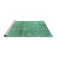 thumbnail image 2 of Ahgly Company Machine Washable Indoor Round Abstract Turquoise Blue Modern Area Rugs, 3' Round, 2 of 4