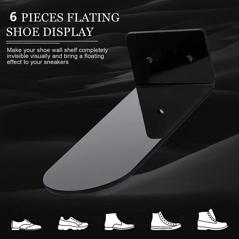 Shoe wall mounted display shelf clearance