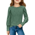 thumbnail image 2 of lkfuzj Girls Crewneck Sweatshirts Solid Color Loose Fit Tunic Blouses for Girls Casual Long Sleeve Shirts Color Block Loose Fit Pullover Tops - Mint Green, 2 of 9