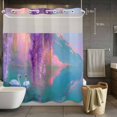 thumbnail image 3 of Swan No Hook Shower Curtain with Snap in Liner Oil Painting Spring Wisteria Gradient Pink Green Lake Waterproof Bathroom Shower Curtain with See Through Top Window for Bathtub 72" x 72", 3 of 9