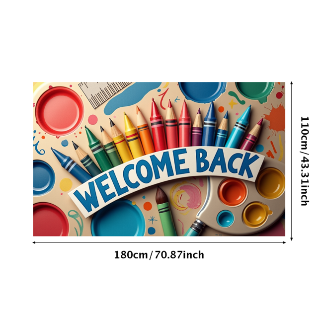 Back to School Classroom Banner Welcome Decoration Backdrop for School Supplies Classroom Teaching Space Party Props Background