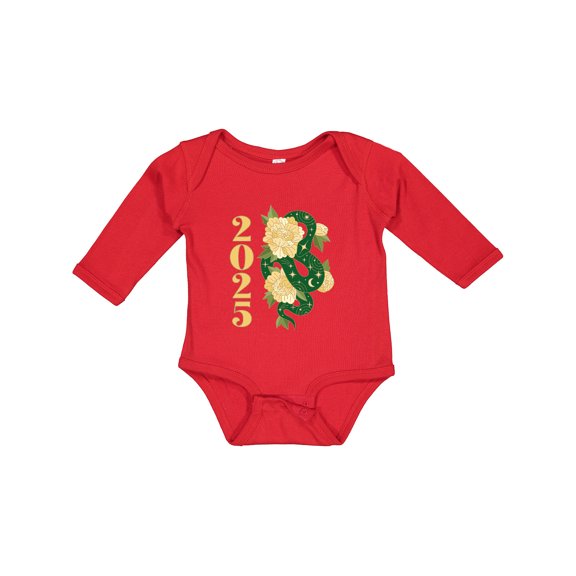 Inktastic 2025 Year of the Snake Chinese New Years Boys or Girls Long Sleeve Baby Bodysuit