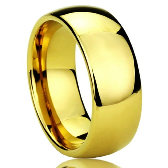 Men's Tungsten Carbide Wedding Band Ring 9mm Comfort Fit Gold Plated Ring For Men & Women