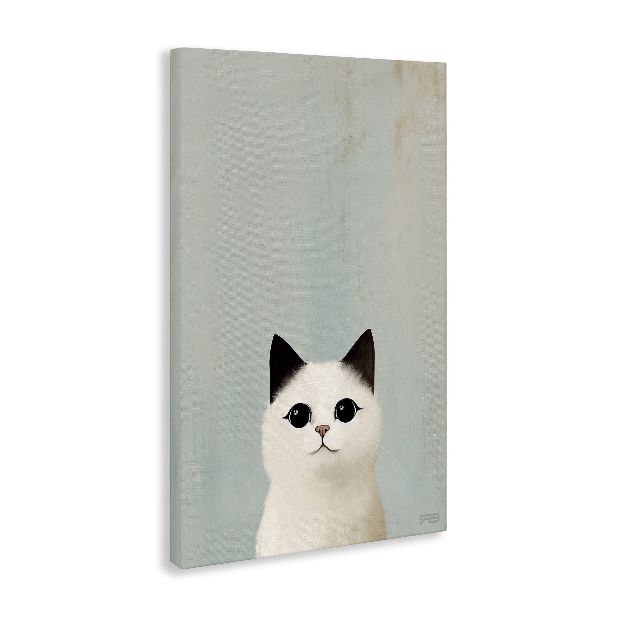 Stupell Industries Peeking White Kitten Animals & Insects Painting Gallery Wrapped Canvas Art Print Wall Art, 24 x 36
