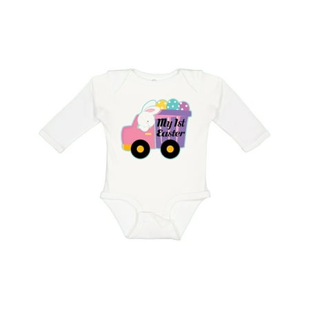 

Inktastic My 1st Easter Bunny Rabbit Egg Truck Gift Baby Girl Long Sleeve Bodysuit