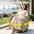 thumbnail image 4 of Vcatnet 11 Pieces Patio Furniture Sets with 54" Fire Pit Table, Outdoor Wicker Rattan Sectional Sofa, All Weather Conversation Set with Swivel Glider Chairs and Coffee Table, Beige, 4 of 10