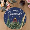 thumbnail image 3 of Navy Blue Christmas Round Placemats Set of 4, Braided Polypropylene Place Mats, Green Xmas Tree Snowflake Winter Washable Table Mats for Kitchen Dinner Holiday Wedding Party Coffee Table Decor 15", 3 of 9