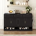 thumbnail image 2 of Jopath 59.1" Farmhouse Sideboard with 3 Drawers and 4 Doors, Multi-Functional Storage Buffet with Adjustable Shelf and Open Storage Compartments for Dining Room Living Room Entryway Black, 2 of 9