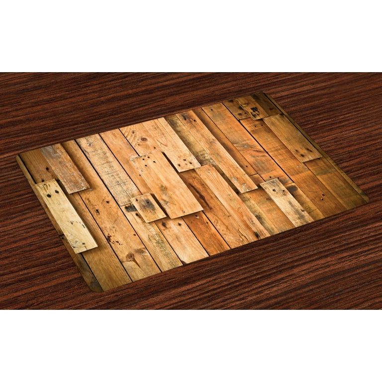 Wooden Placemats Set of 4 Lodge Style Teak Hardwood Wall Planks Image Print  Farmhouse Vintage Grunge Design Artsy, Washable Fabric Place Mats for  Dining Room Kitchen Table Decor,Brown, by Ambesonne 