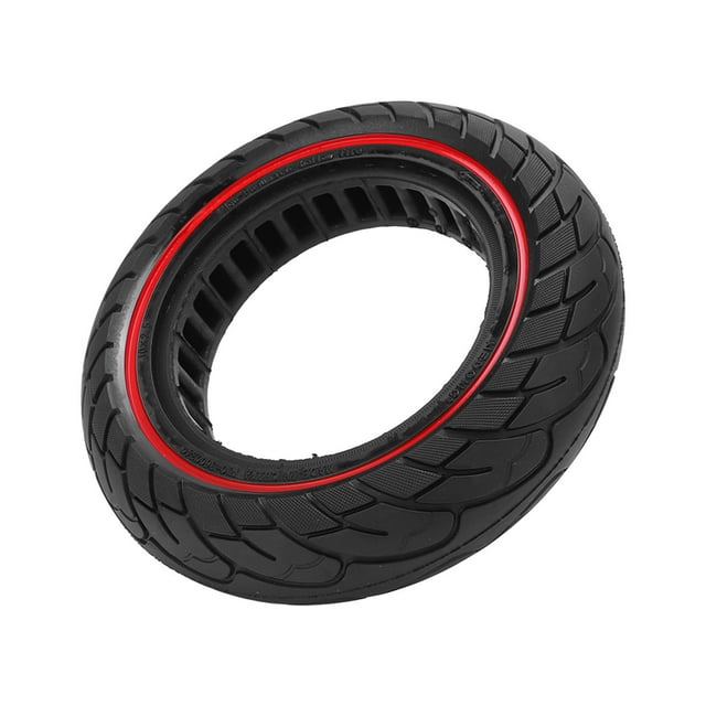 Pneus de Trottinette 10x2.5, Pneu Tubeless Résistant à la Pression et Anti-Explosion pour Trottinette Électrique de 10 Pouces pour Différentes Routes Rouge