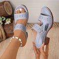 thumbnail image 4 of HNMKIU Sandals for Women Fashion Open Toe Platform Slides Breathable Hollow Out Design Casual Comfort Slippers with Heel Beach Shoes Light Gray,8, 4 of 8