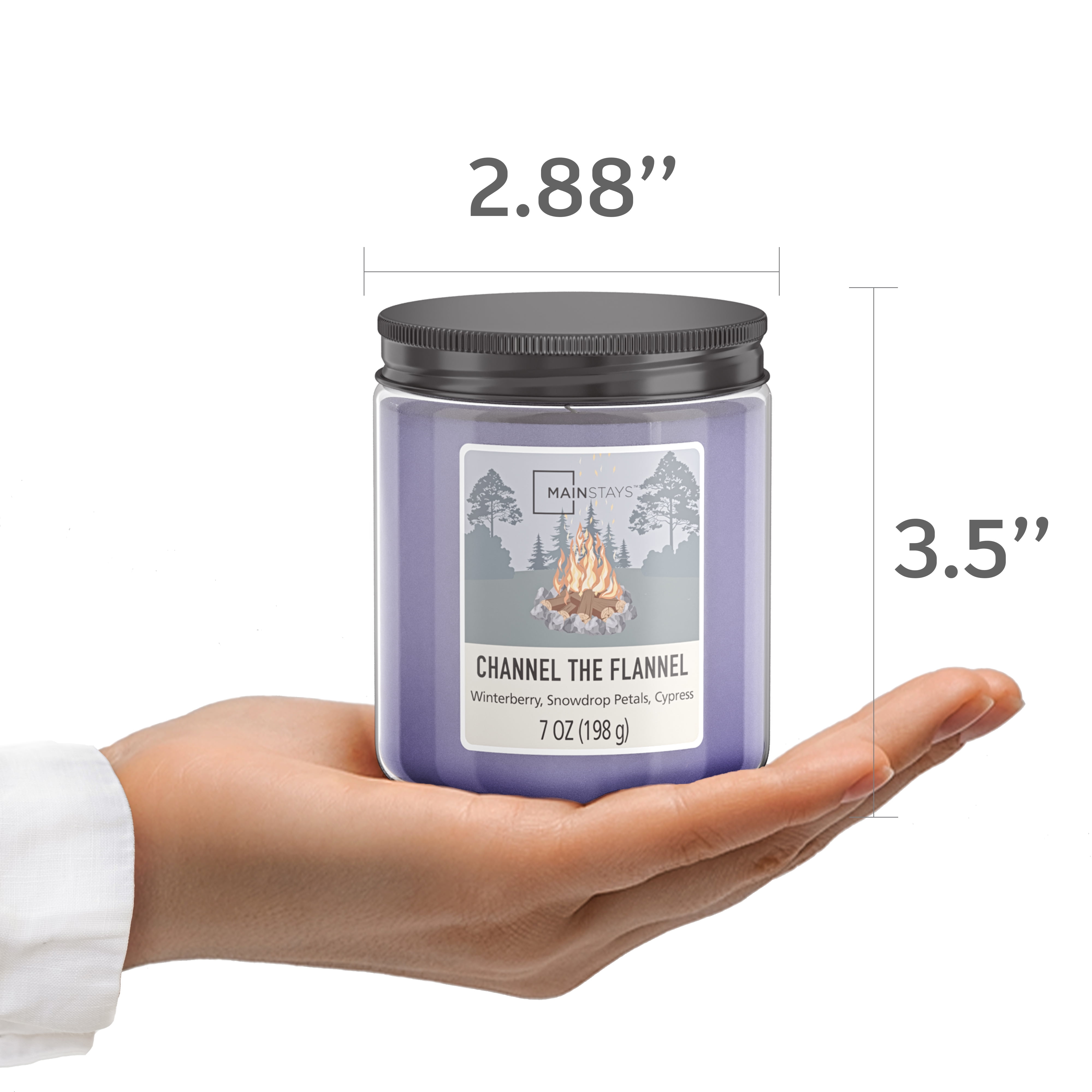 Mainstays Single-Wick Twist Glass Jar Scented Candle, Channel the Flannel Twist Lid, 7 oz.