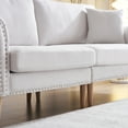 thumbnail image 6 of 83.5" Modern Loveseat Sofa, Upholstered Burlap Fabric 2-Seat Sofa Couch with Back Cushions and Pillow, love seat Small Space Sofa for Living Room Apartment Bedroom Dorm Office, Off-White, 6 of 9
