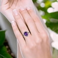 thumbnail image 5 of Natural Amethyst Black Tone Silver Size-7 Art Deco Pear Teardrop Vintage Style Cocktail Ring Halo CZ Wedding Engagement Ring 925 Sterling Silver Gift For Her, 5 of 6