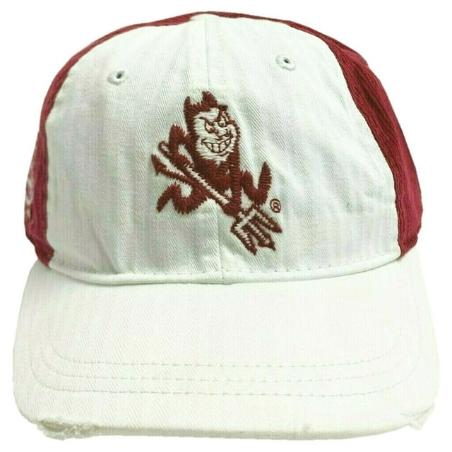NCAA par Signatures Arizona State ASU Sun Devils Chapeau Brodé à Visière Courte en Velours Côtelé Rouge avec Sangle Arrière