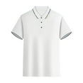 thumbnail image 4 of Polo Shirts for Men Summer Simple Solid Quarter Button Golf Tees Tops Business Casual Vacation Slim Fit Lapel T-Shirts, 4 of 7