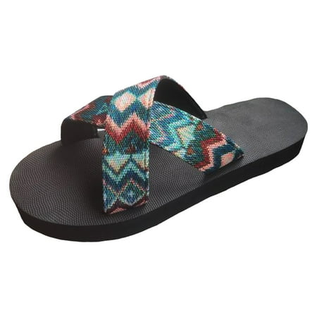 OJSFQUFP Women Shoes Casual Pullover Plus Size Sandals for Women s Summer New Platform Soled Color Block Strap Beach Sandals Womens Slippers Green 40
