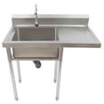 thumbnail image 3 of FETCOI Commercial Stainless Steel Kitchen Sink, 1 Compartment Free Standing Utility Sink with One Side Drainboard for Garage, Restaurant, Kitchen, Laundry Room, 3 of 12