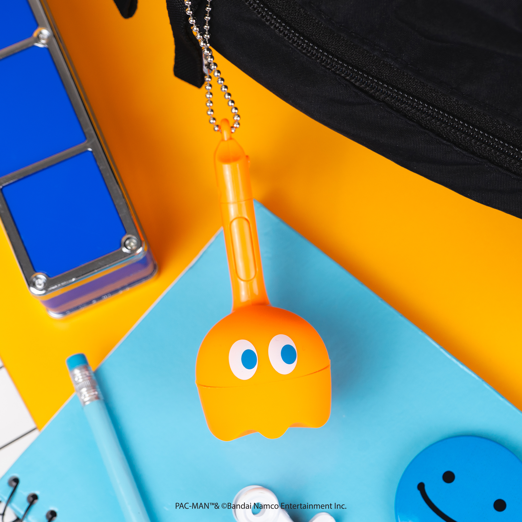 Otamatone Melody Original PAC-Man Electronic Portable Music Toy Player Synthesizer from Japan by Maywa Denki Officially Licensed Merchandise with English Instructions Keychain Accessory - Clyde