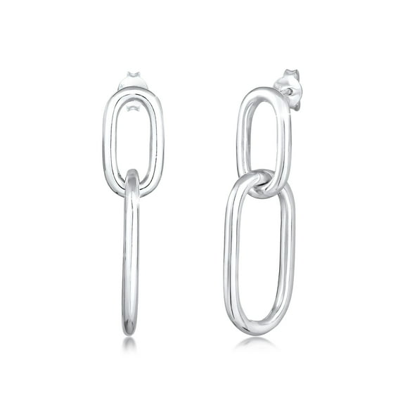 Elli by Julie & Grace Long Tank Chain Earrings 925 Silver For Women