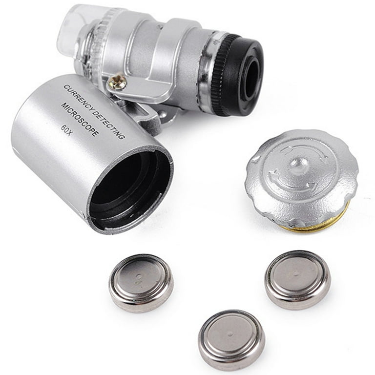 Currency Detecting Microscope 60X Mini Pocket LED Light Microscope Magnifier, Size: 7X5X2.8cm