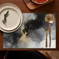 thumbnail image 5 of Gray Black Gold Marble Pattern Summer Placemats Table Placemats Set Of 4-Linen Kitchen Washable Placemats Table Mats 11.8"x17.7" Non-Slip Heat Resistant, 5 of 6