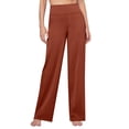 thumbnail image 5 of Women's High Waisted Straight Leg Pants, Stretchy Work Pants with Pockets, Office Casual Trousers, Comfortable Pull On Dress Pants for Women Brown S, 5 of 8