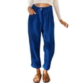 thumbnail image 4 of Aayomet Work Pants Women Poches Raccourcies Jambe Droite Pants Pantalon Décontracté Élégant (Bleu Foncé, m), 4 of 5