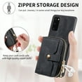 thumbnail image 3 of Allytech Galaxy S20 FE Wallet Case with Crossbody Strap, Vintage PU Leather Large Zipper Pocket Cards Slots Stand Shockproof Wallet Case Cover for Samsung Galaxy S20 FE - Black, 3 of 9