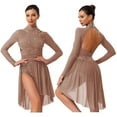 thumbnail image 6 of iiniim Women's Lyrical Dance Dress Long Sleeve Ruched Ballet Skirt Leotard Contemporary Dancewear Dusty Pink L, 6 of 7