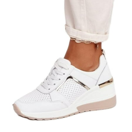 

Famure High Heeled Women Walking Shoes Casual Running Athletic Sneakers