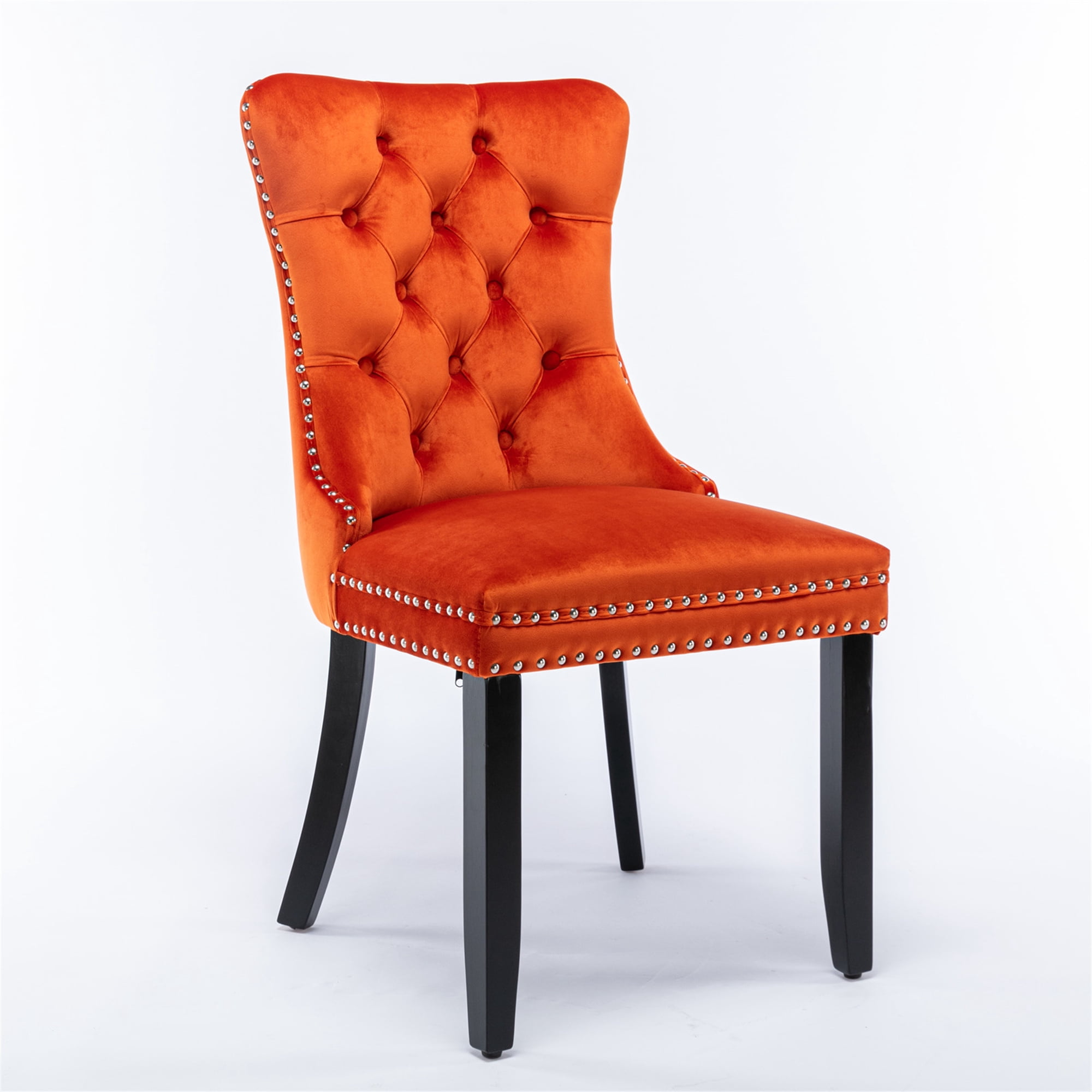 Miniyam Dining Chair Set of 2, High-end Tufted Velvet Upholstered, Orange