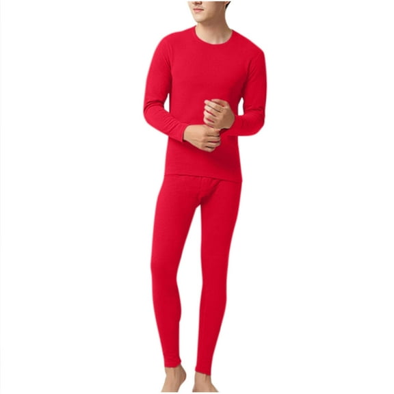 Maean Tthermal Underwear Sets for Mens Big and Tall Base Layer Crew Neck Tops and Bottoms Pants