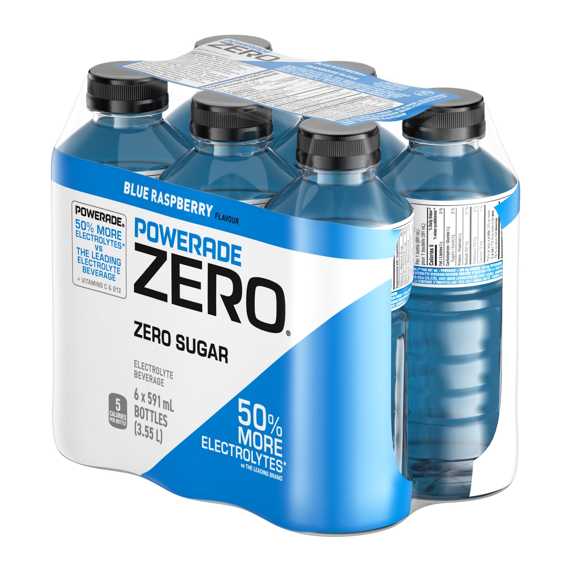 Powerade Zero Blue Raspberry Bottles, 591 mL