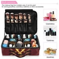 thumbnail image 5 of Large Travel Artist Makeup Bag With Adjustable Dividers &12 Brush Slots Portable Cosmetic Organizer Plaid in Dark Red, 5 of 7