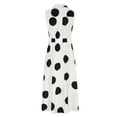 thumbnail image 3 of Woman Solid Print Sleeveless Button Elastic Waist Pocket Turndown Collar Dress, 3 of 6