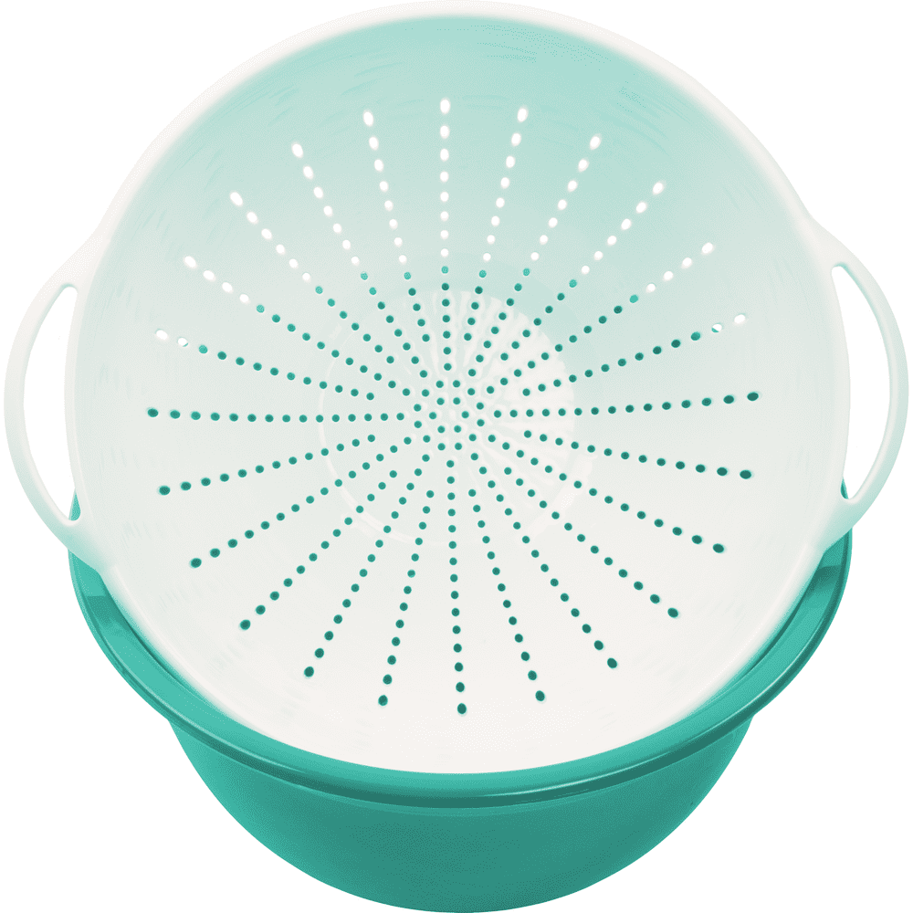 Mainstays Mixing Bowl and Colander Set, 6Quart Teal Bowl, 5Quart