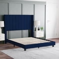 thumbnail image 3 of Emma + Oliver Navy Velvet Upholstered Full Platform Bed with Vertical Channel Stitch Detail and Engineered Wood Frame - No Box Spring Required, 3 of 12