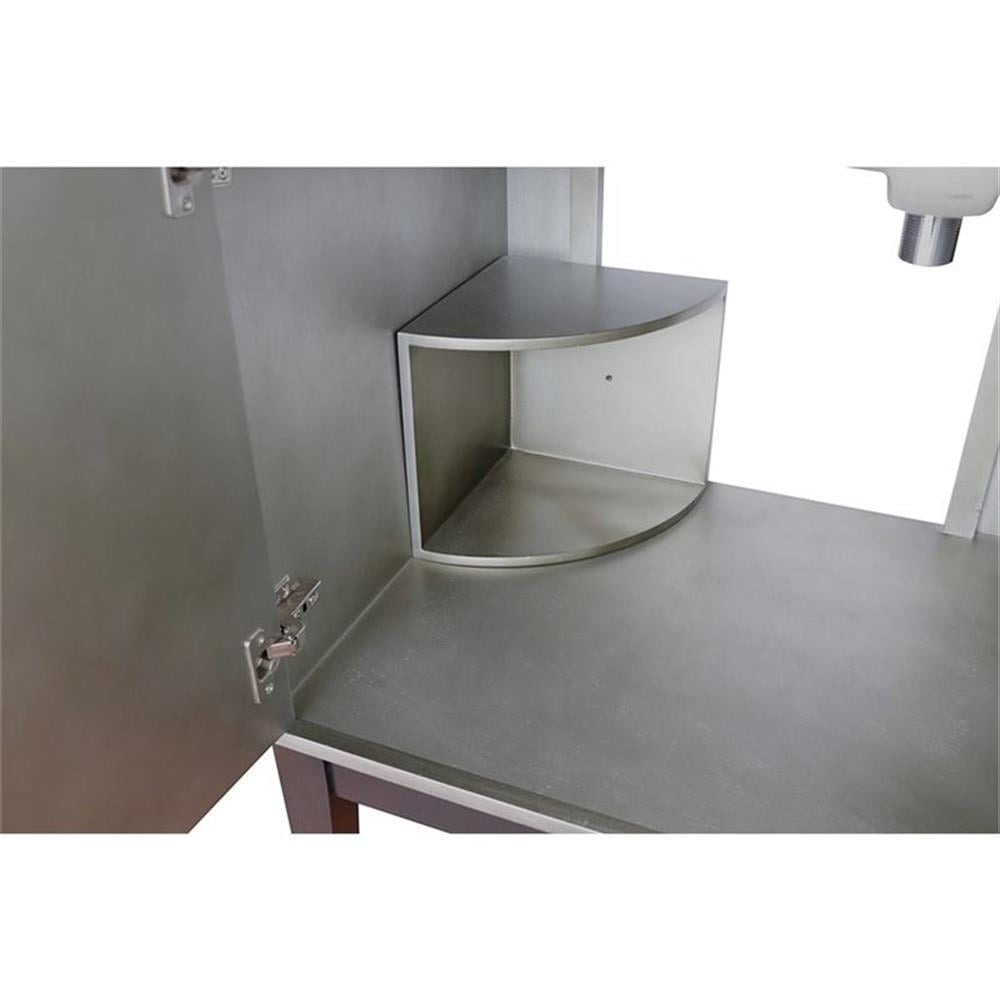 Bellaterra Home 37" Single vanity in Linen Brown finish top with White quartz and oval sink